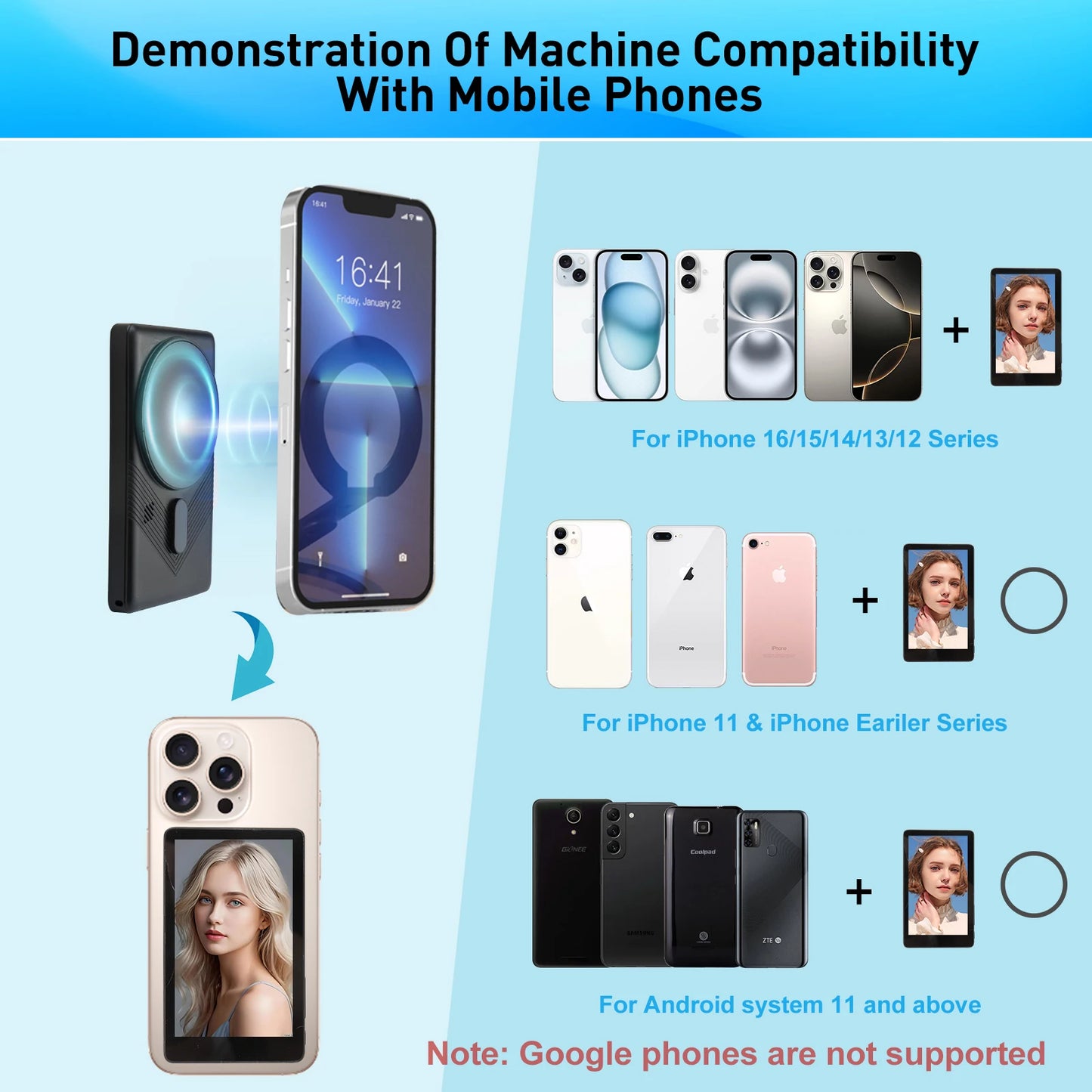 Wireless Magnetic Selfie Monitor – 4" Touchscreen with Bluetooth & Screen Mirroring for Vlogging & Live Streaming
