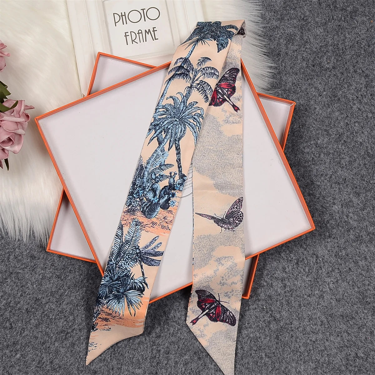 Tarot Constellation Silk Scarf for Women - Skinny Twill Neckerchief
