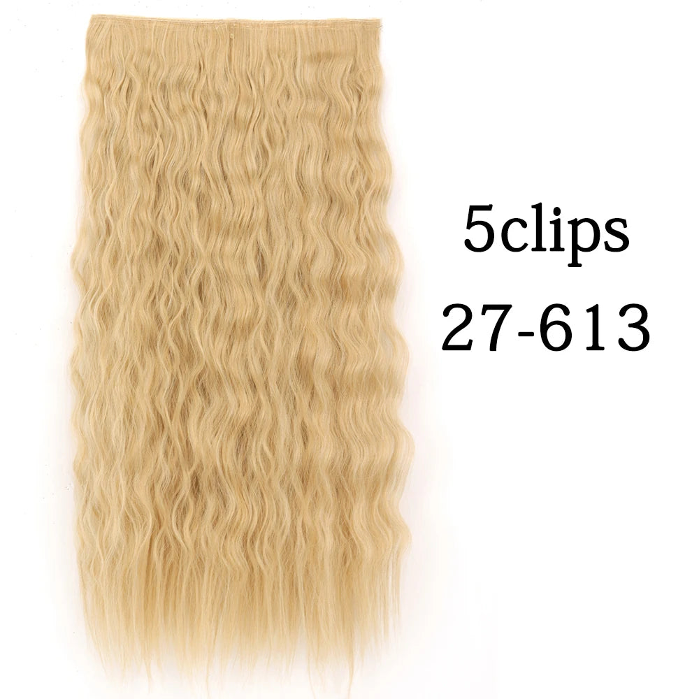 Synthetic 5 Clip In Hair Extensions Long Curly Hairstyle Hairpiece Natural Brown Black 80cm Heat Resistant  Fake Hair For Women