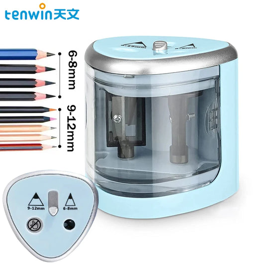 Tenwin Electric Automatic Pencil Sharpener - Two-Hole, Auto-Stop