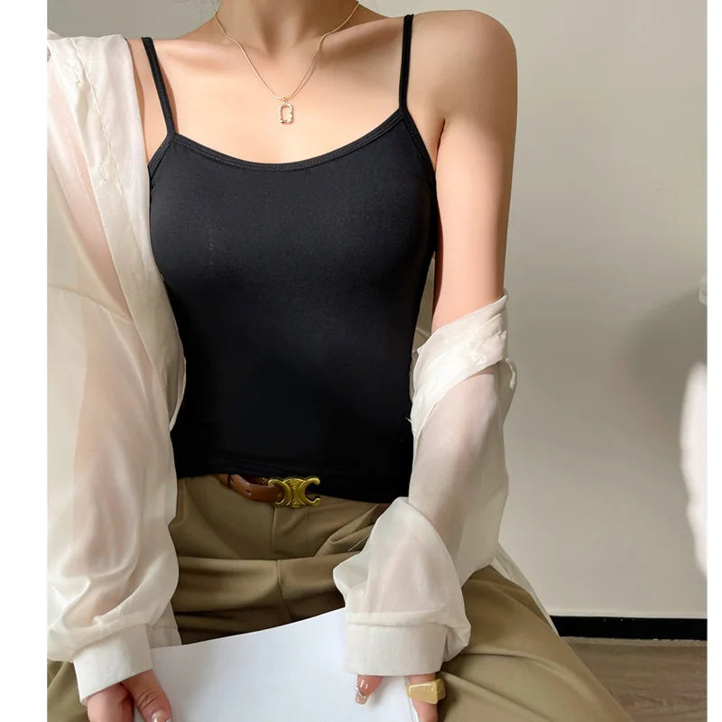 Summer Tank Top Women Sexy Slim Camisole Spaghetti Strap Cotton Vest Breathable Female Undershirt Camis Tank Tops for Women