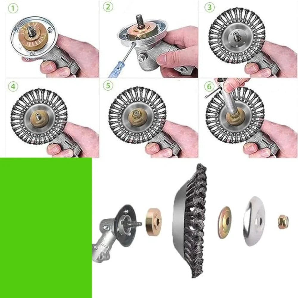 Weed Brush Trimmer Head - Durable Steel Wire Cutter Tool
