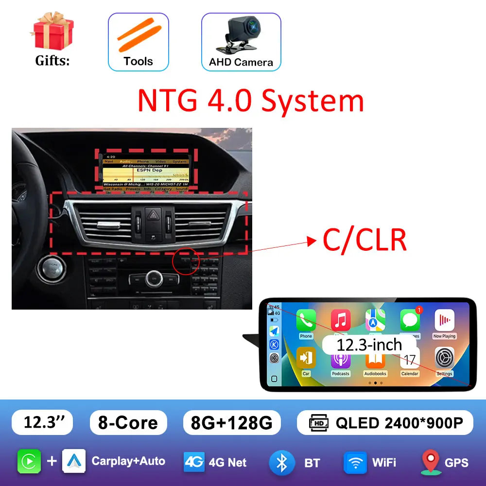Android Car Stereo for Mercedes-Benz E-Class W212 (2009–2016) — CarPlay, QLED Screen, 4G, GPS