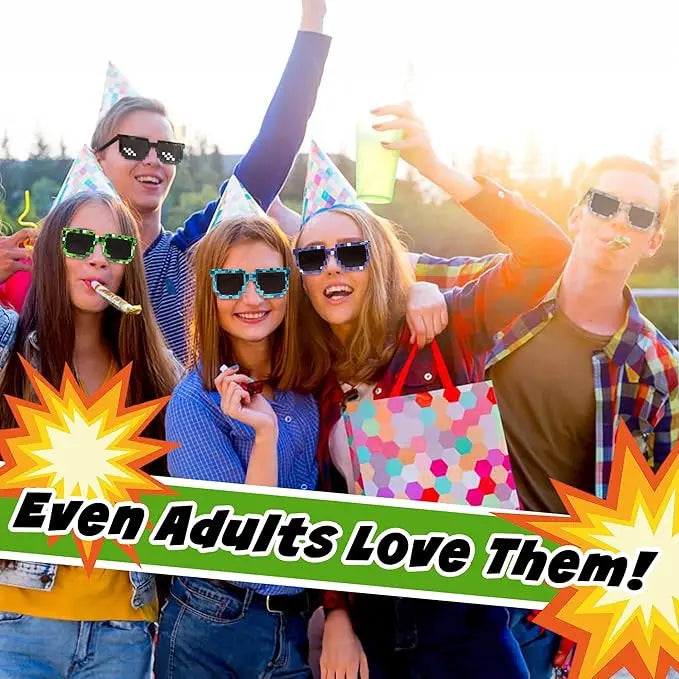 Pixel Theme Party Favors Pixelated Sunglasses Silicone Bracelets Birthday Decoration Party Supplies Gift