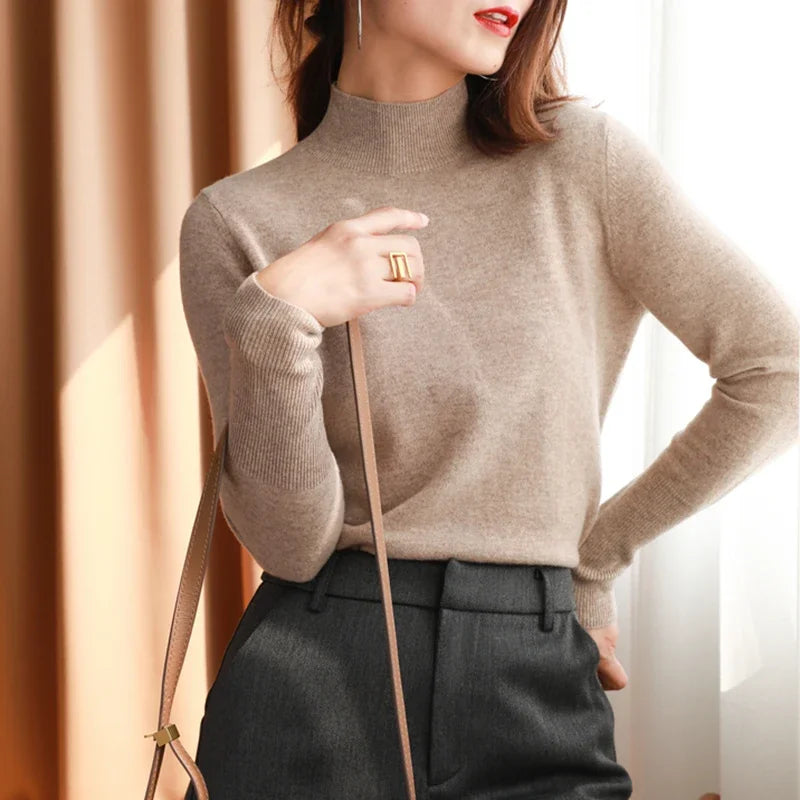 Women's mock neck base sweater, slim knit — view 13 of 20