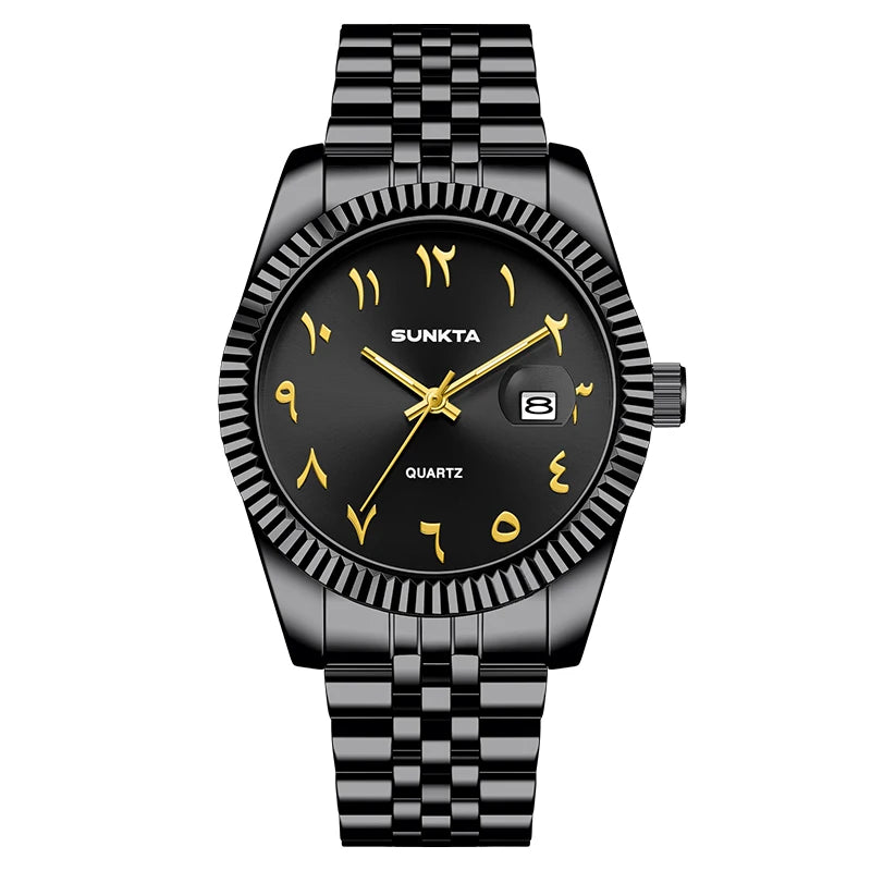 SUNKTA Luxury Fashion Wristwatch For Men Stainless Steel Date Quartz Man Watch Waterproof Luminous Casual Men's Watches Relojs