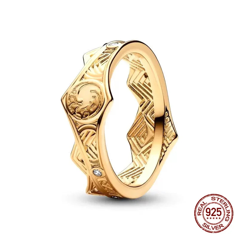 New in 925 Sterling Silver Sun and Moon Love Princess Zircon Oxide Enamel Heart Love Rings Fashion Fine Jewelry For Women Gifts