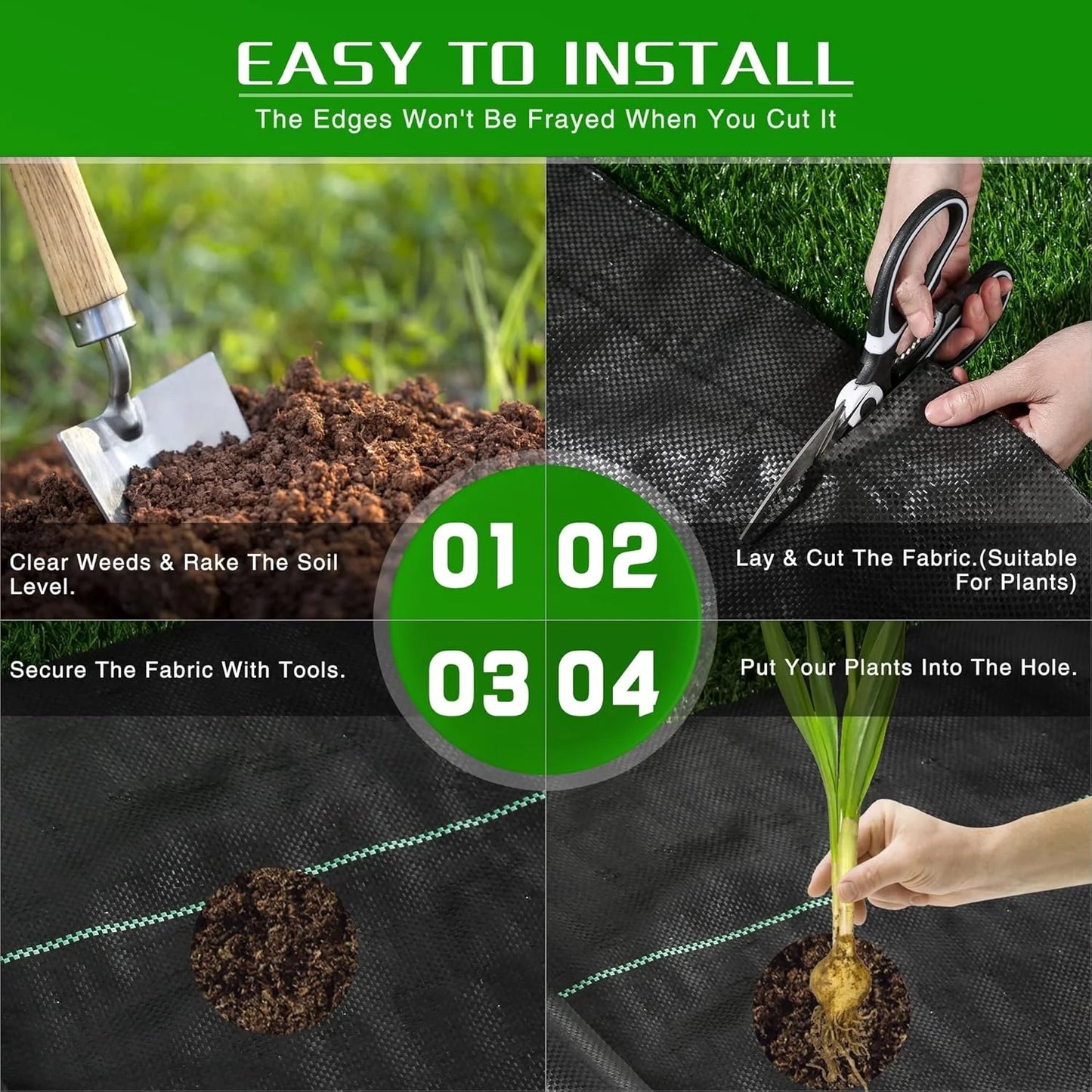 Weed Barrier Landscape Fabric Heavy Duty,  Thicken Garden Blocker Fabric Weed Mats, Weed Control Garden Cloth, Woven Geotextile