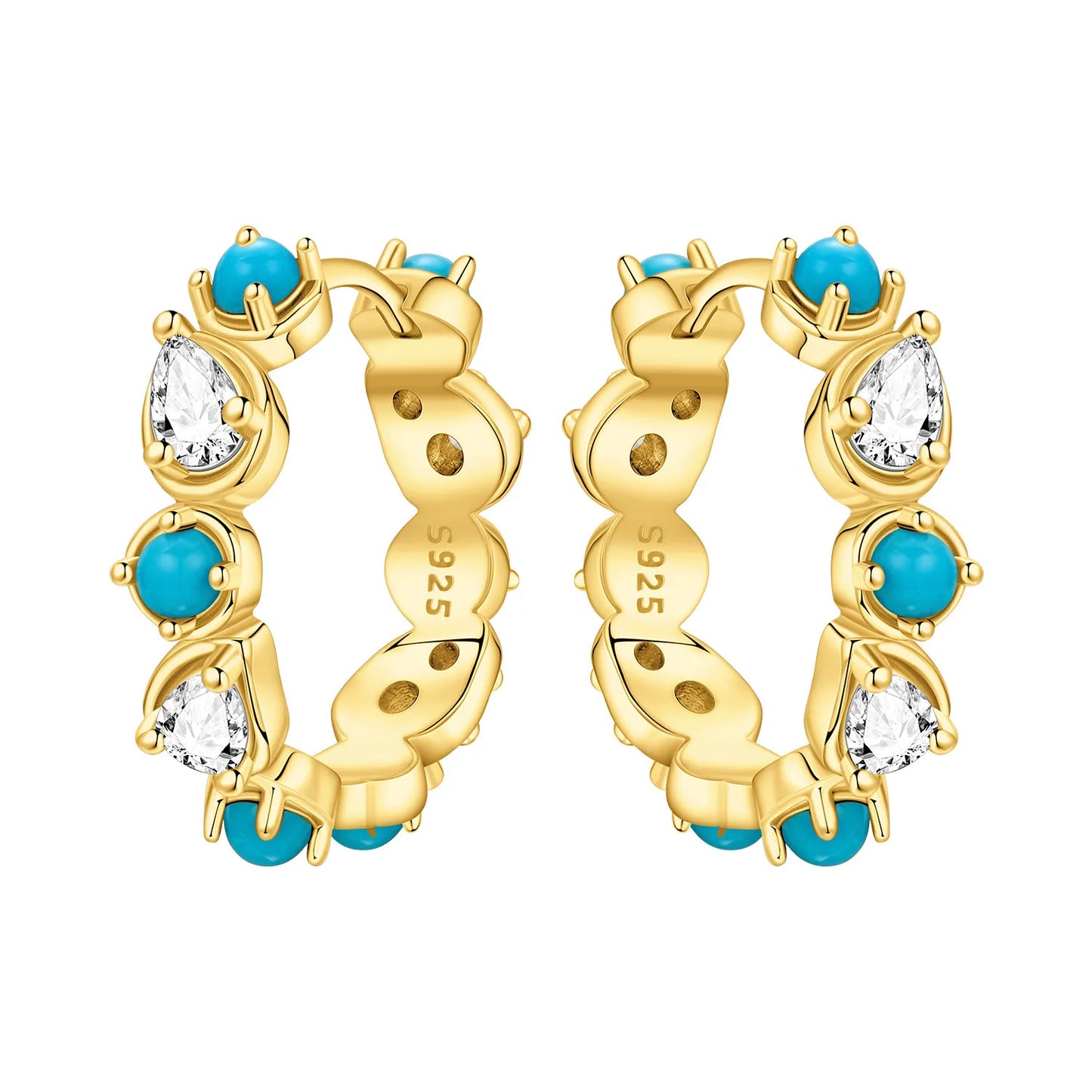 Original 2026 S925 Sterling Silver Zircon 18K Gold Lining Vintage Hoop Earrings for Women Birthday Party Wedding Gift Jewellery