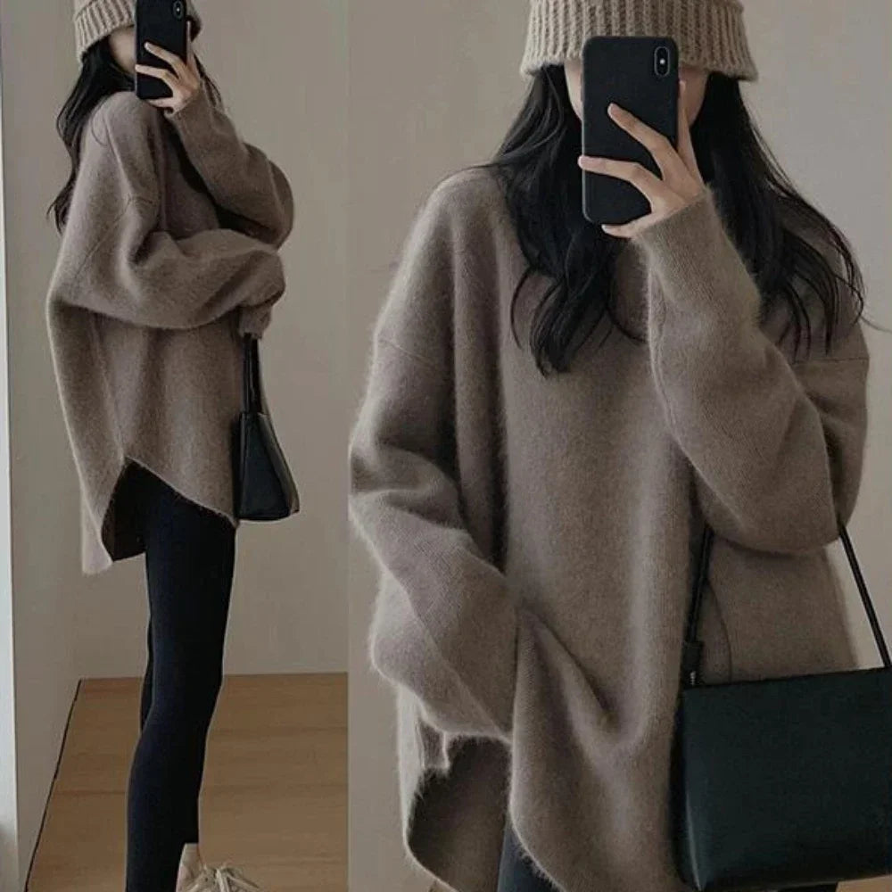 Women's Sweater Long Red Knit Tops for Woman Pullovers Autumn Winter 2025 Y2k Fashion Korea Sleeve Jersey New Collection in Cold