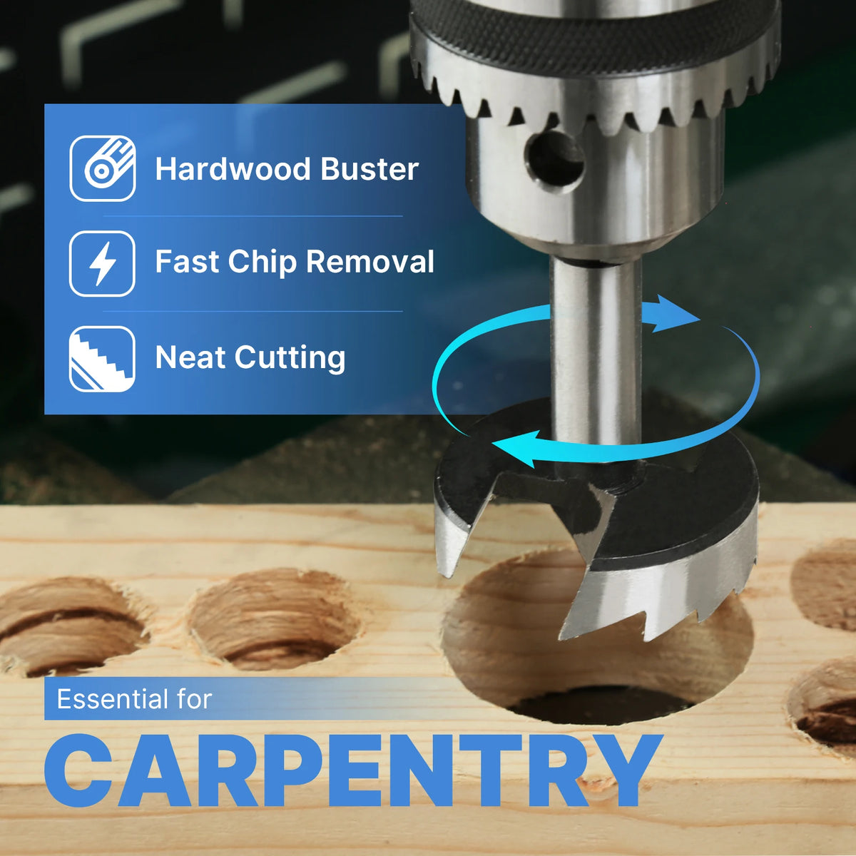 Forstner Drill Bit Set 6-100mm, Hinge Boring Wood Hole Cutter