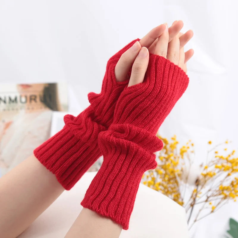 Women's Long Knit Fingerless Gloves, Arm Warmers
