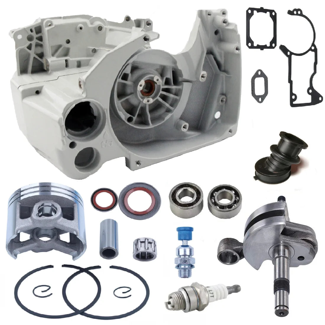 MS440 Chainsaw Engine Rebuild 50mm Piston Seal Bearing Kit Crankcase Crankshaft Fuel Oil Tank Housing For Stihl 044 MS440