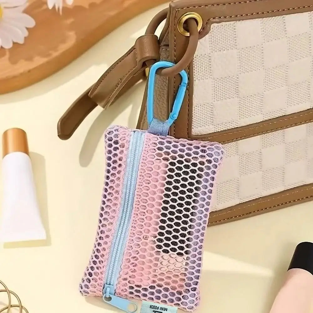 Stylish Lightweight Mesh Cosmetic Bag Portable Square Makeup Storage Bag Zipper Multi-purpose Sundries Organizer Toiletry Pouch