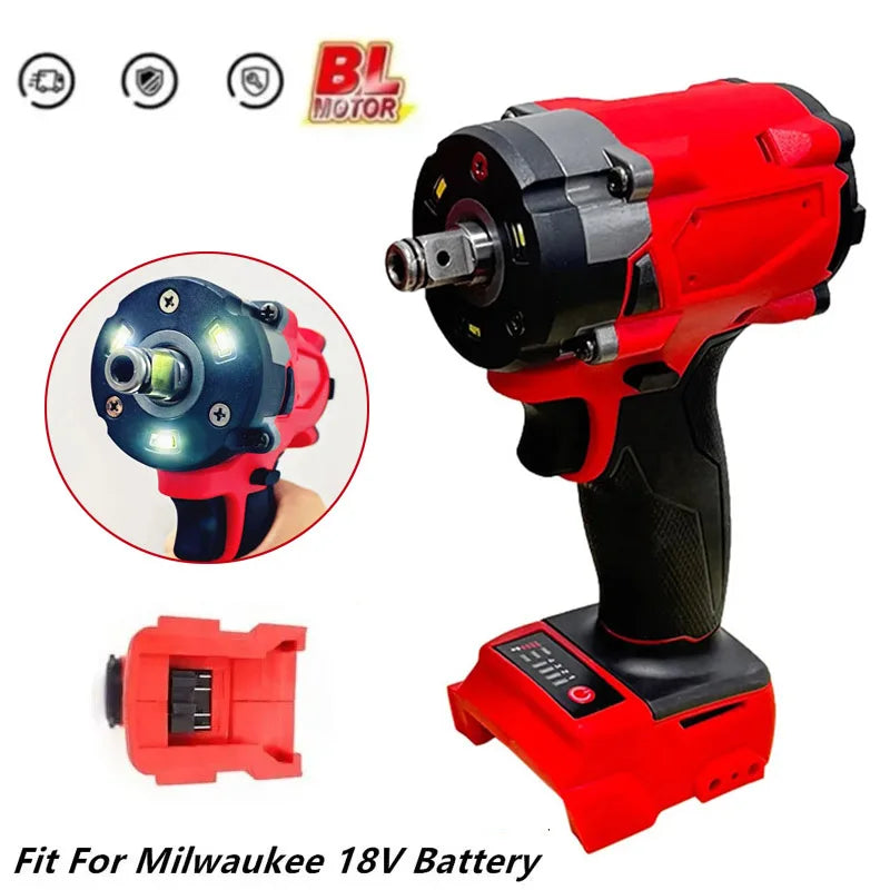 Brushless Impac Wrench 500N.m Electric Driver 1/2" Repair Cordless Screwdriver 4 Gears Power Tools for Milwaukee 18V Battery