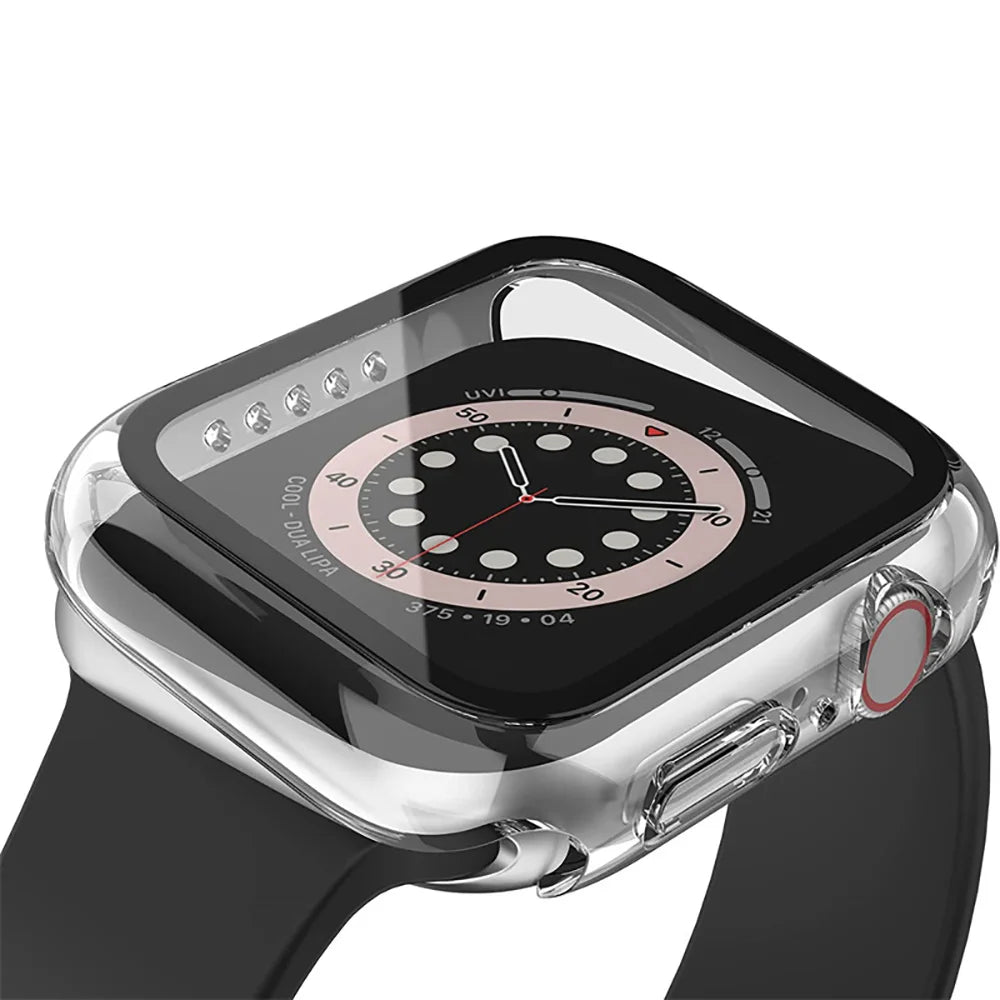 Apple Watch Tempered Glass Case + Screen Protector – Series 1–11, SE & Ultra 2 (38–46mm)