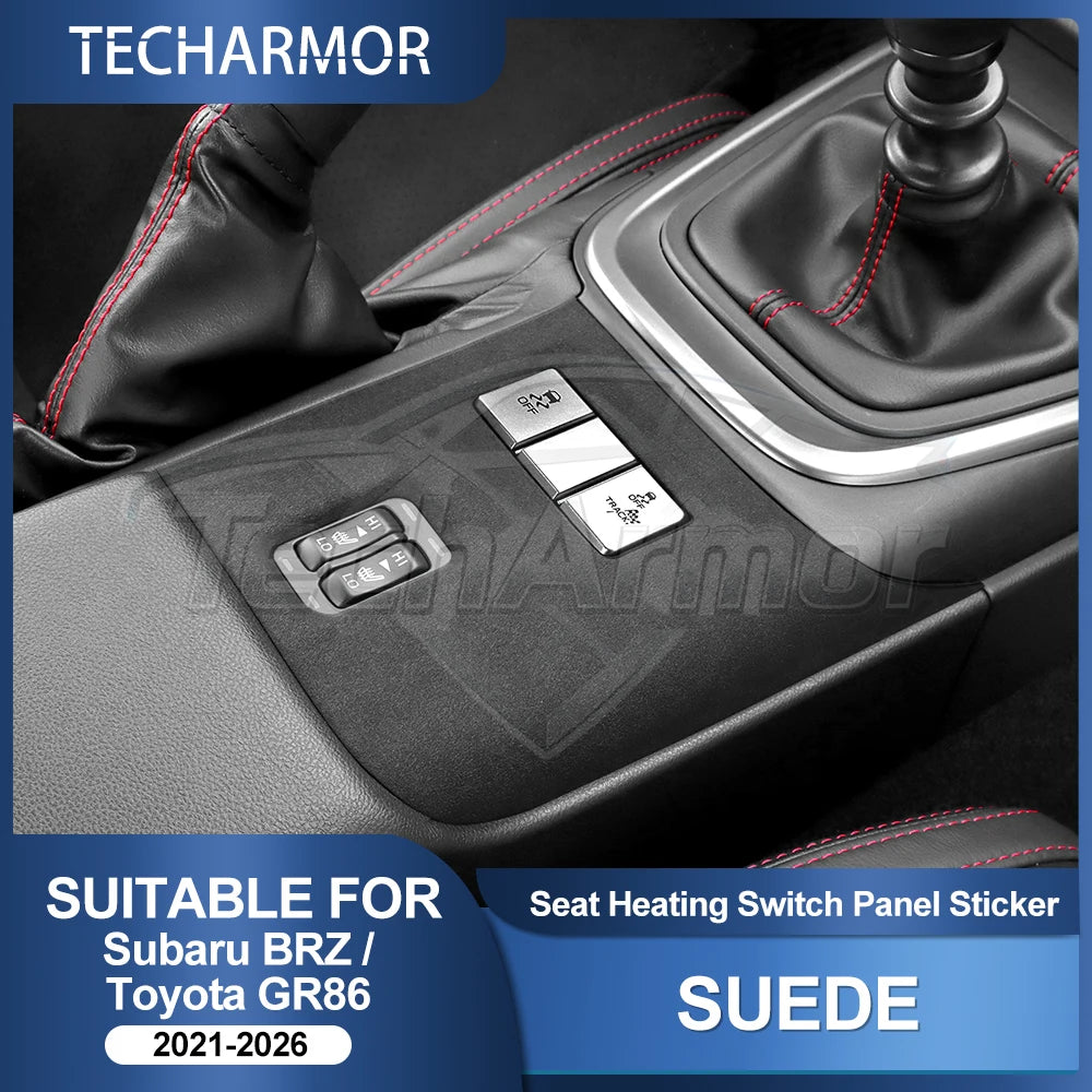 Top Suede Car Seat Heat Button Cover For Subaru BRZ Toyota GR86 2021 2022 2023 2024 2025 Sticker Interior Trim Accessories