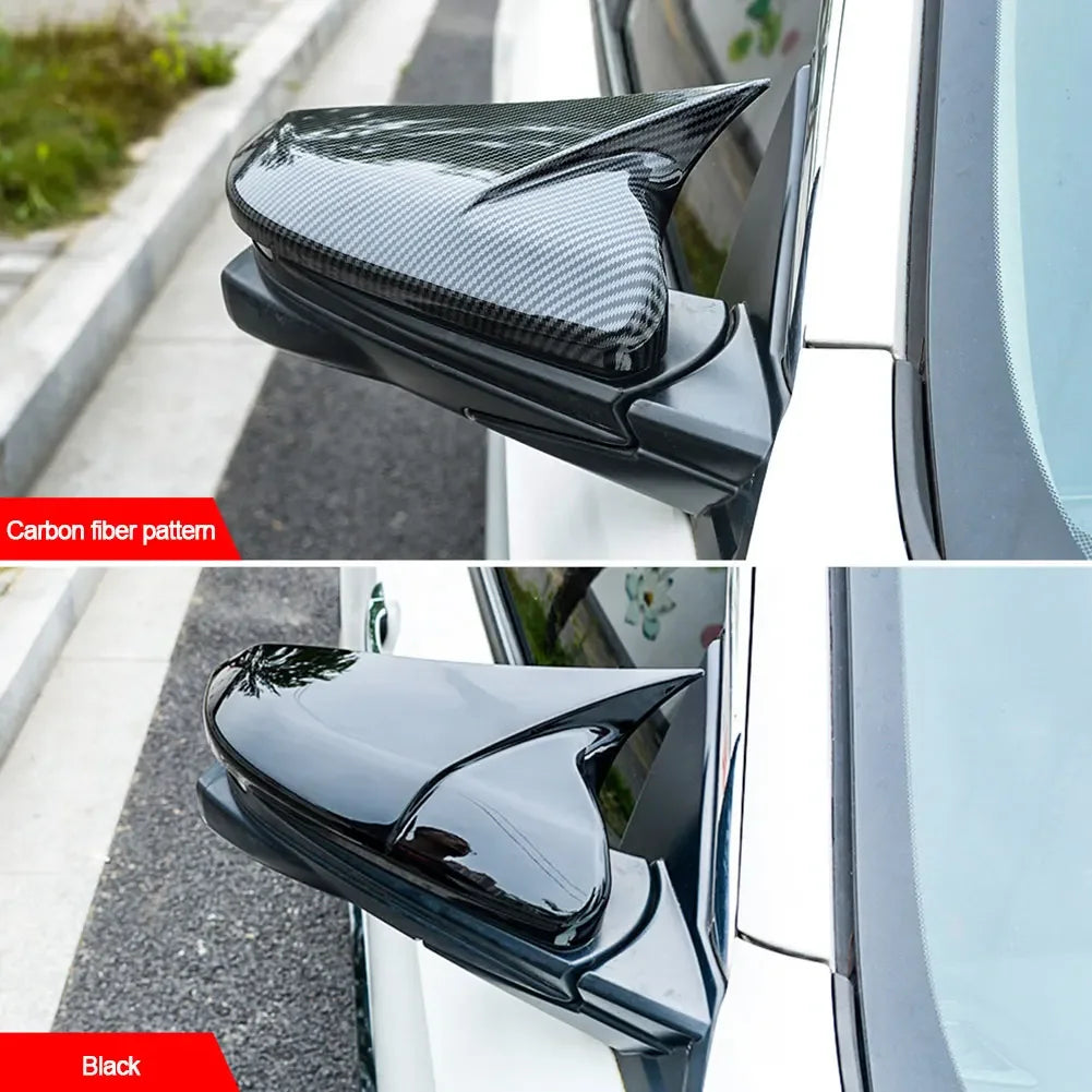 For Honda Civic 10th 16-19 1Pair Ox Horn Shape Car Carbon Fiber Style Rear View Side Mirror Cover Rearview Caps Accessories