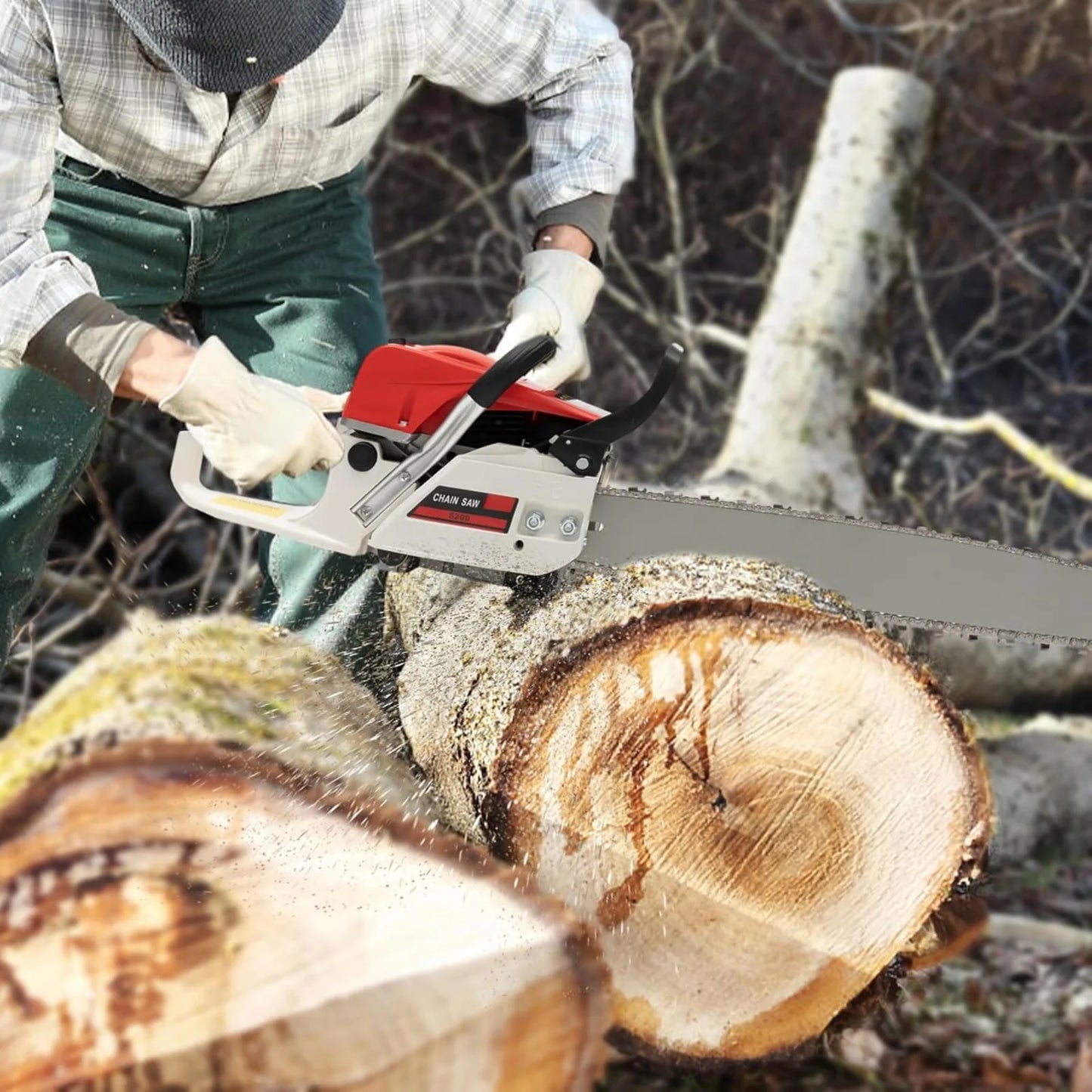 Chainsaw 22 Inch Gas Power,52CC 2-Stroke Gasoline Chainsaw,Portable Handed Petrol Woodcutting Gas Chain Saw for Cut Tree Wood