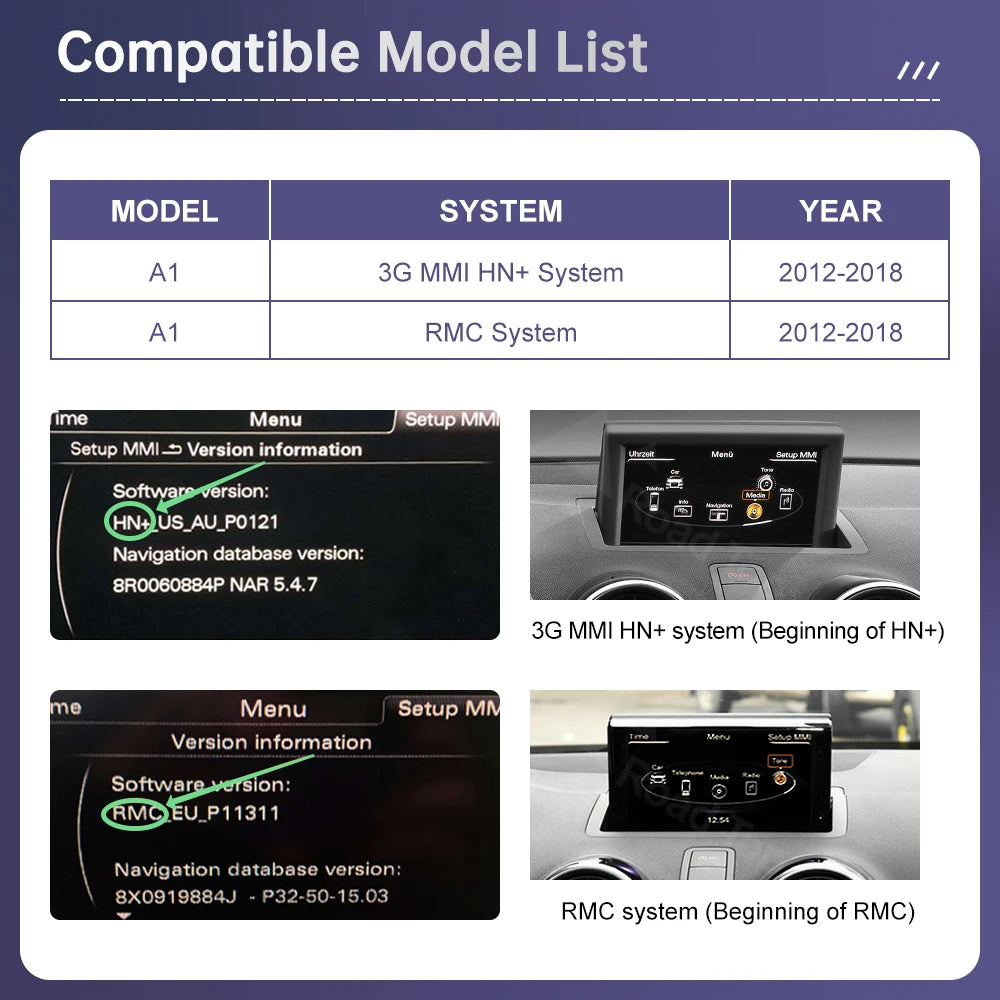 12.3" Car Stereo with Apple CarPlay & Android Auto, Compatible with Audi A1 (2012-2018)