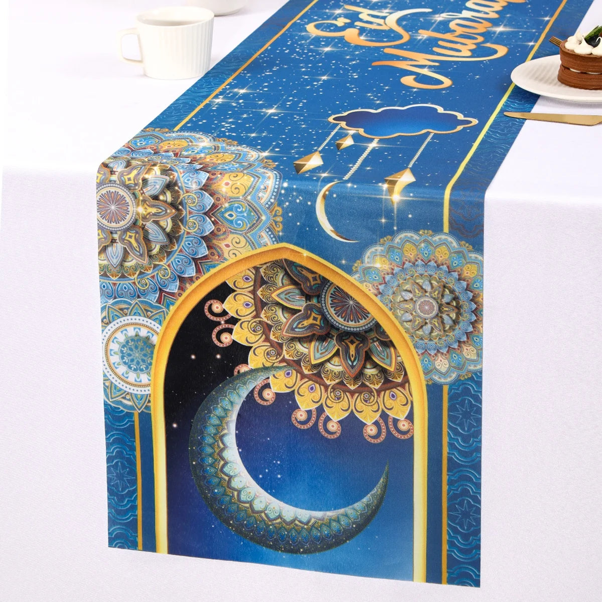 Eid Mubarak Table Runner Ramadan Tablecloths Ramadan Kareem Decoration for Home 2026 Islamic Muslim Party Eid Al Adha Gifts