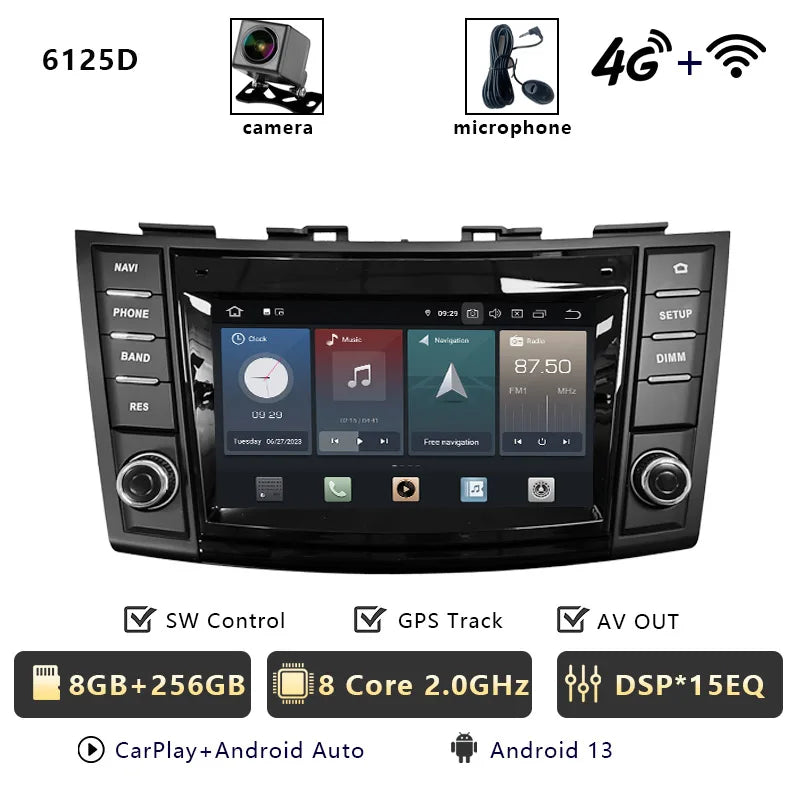 Android Car Stereo for Suzuki Swift 4 (2011–2016) — Wireless CarPlay, Android Auto, GPS, 4G, WiFi