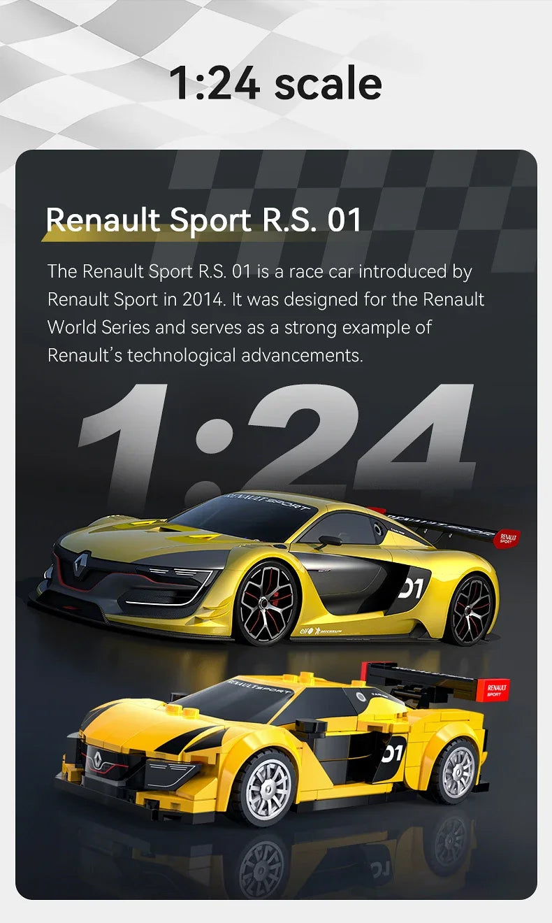 Cada 1:24 Building Block Maxi Turbo Car Set Renault Super Sports Car Retro Car Bricks Birthday Christmas Gift for Adult Boys