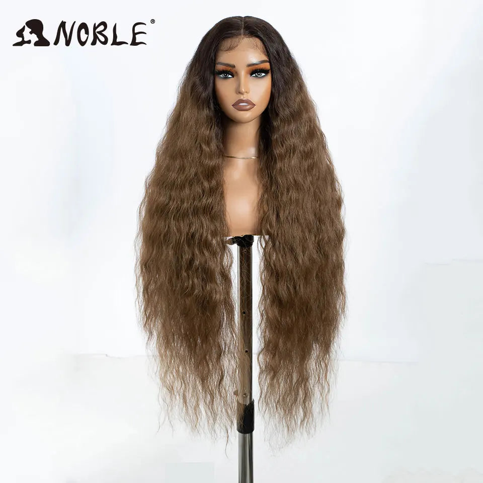 Noble Cosplay Synthetic Lace Wigs For Black Women Long Curly Hair 42 Inch Cosplay Blonde Ombre Lace Front Wig Synthetic Lace Wig