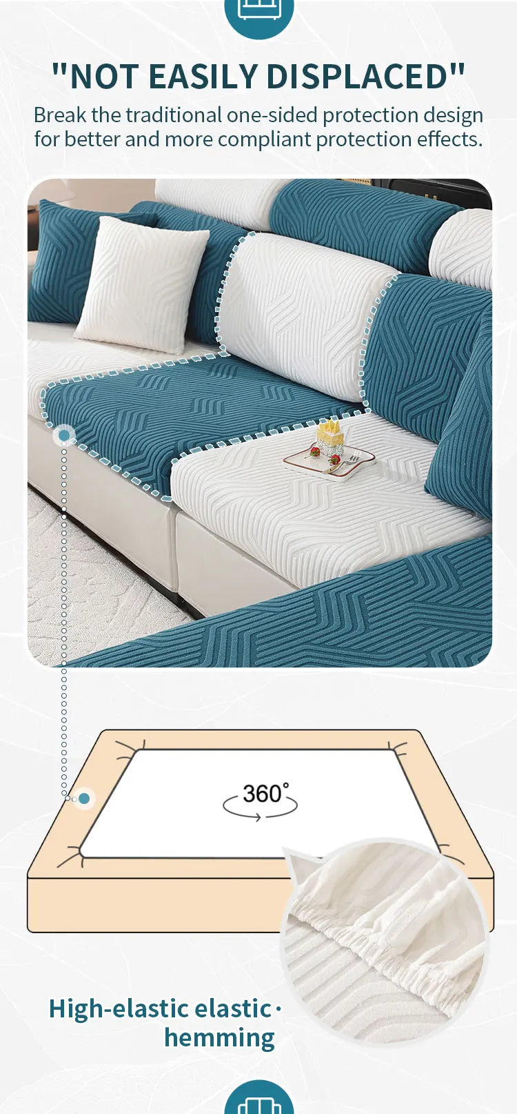 Jacquard Sofa Seat Covers Thickened Stretchable Sofa Covers Elastic Sofa Seat Cushion Covers Spandex Furniture Protective Covers