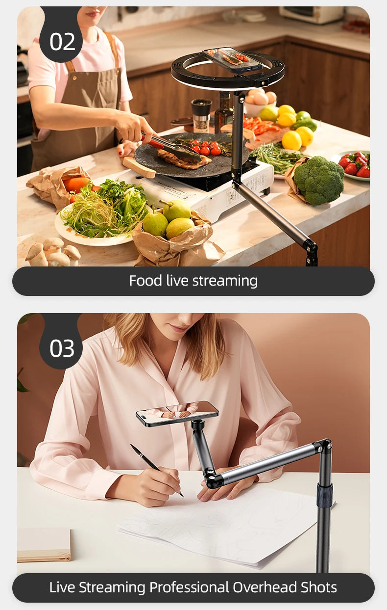 Original Telesin P3-DS-01 P3-FS-01 Adjustable Desktop Stand For Phone And Camera With Flexible Arm And Stable Base Design