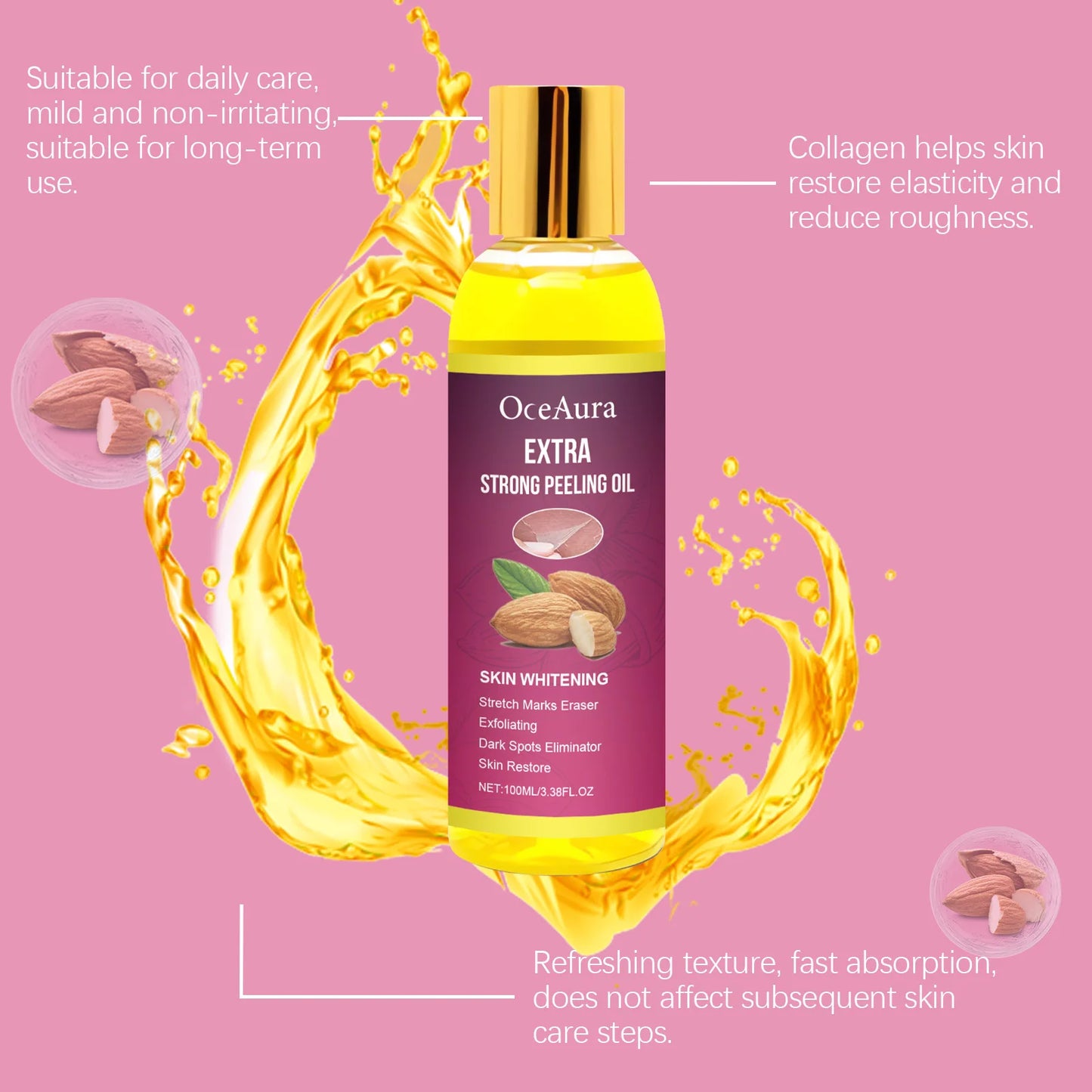 Body Exfoliating Oil, Cleansing & Nourishing Dry Skin Care, Polishing Treatment for Glowing Skin