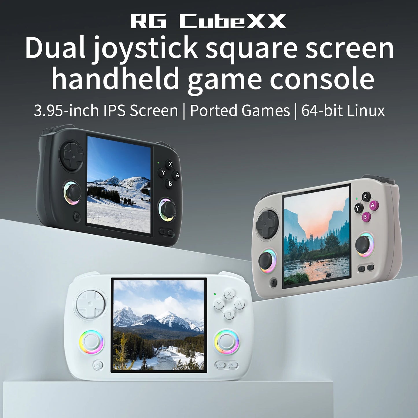 Anbernic RG CubeXX Retro Handheld Game Console 3.95 Inch IPS Screen 64 Bit Linux System With RGB Joystick Lighting HDMI-Support
