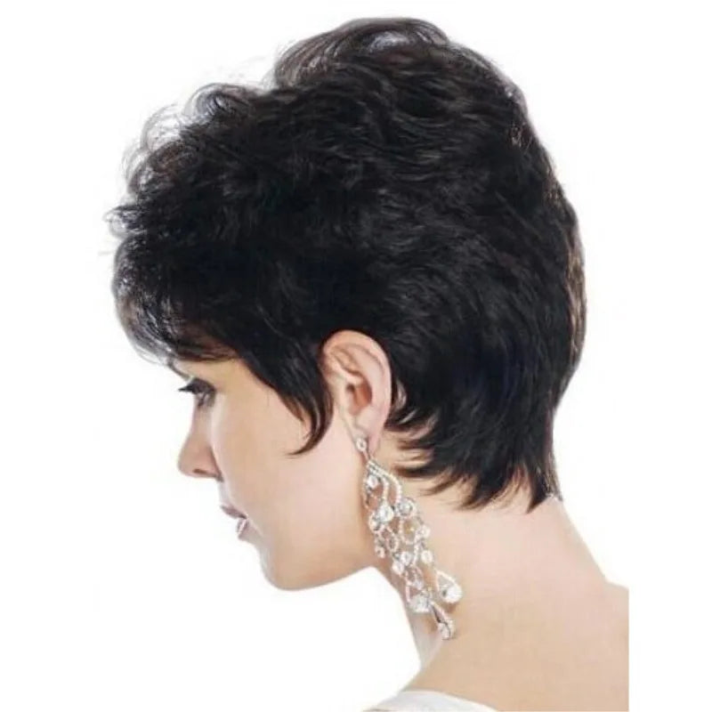 New wig female grandma grey fashion short curly hair for the elderly woven synthetic fiber high temperature silk head cover