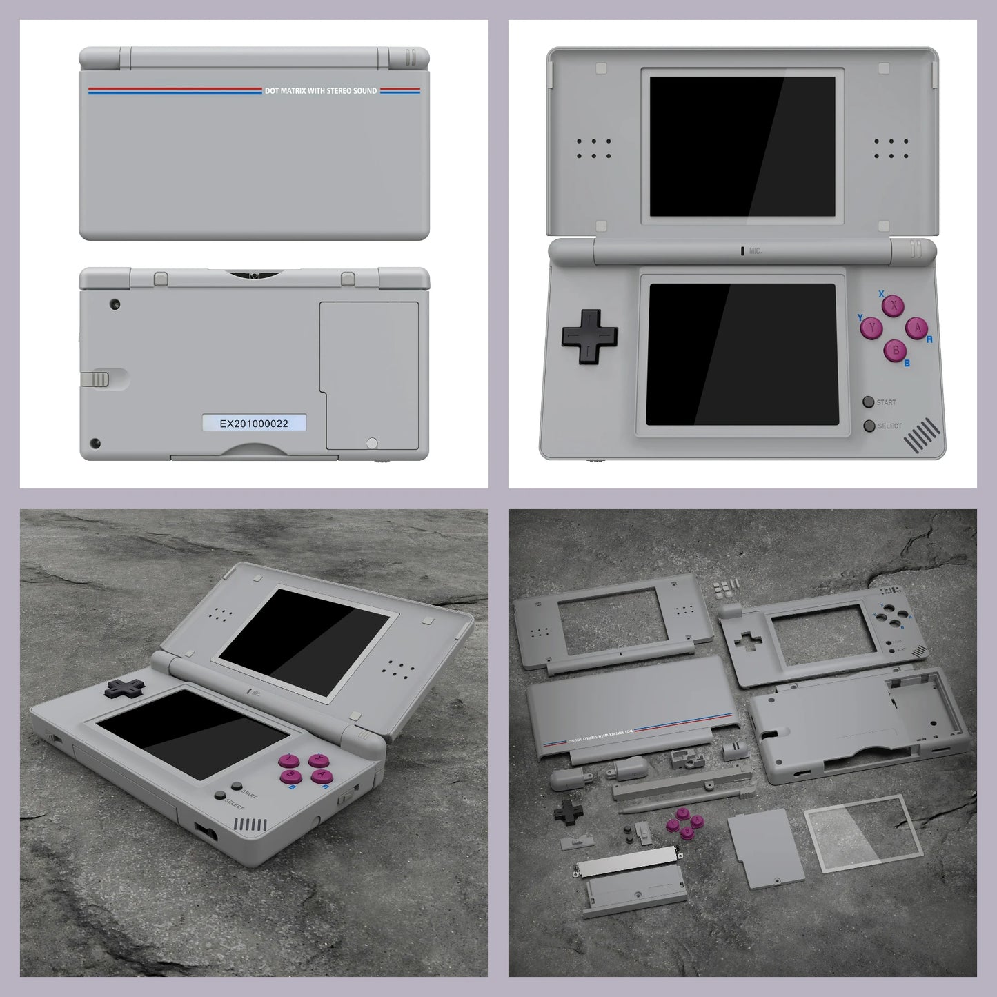 eXtremeRate Replacement Full Housing Shell for Nintendo DS Lite, Case Cover W/Buttons, Screen Lens for NDSL - SFC SNES Classic