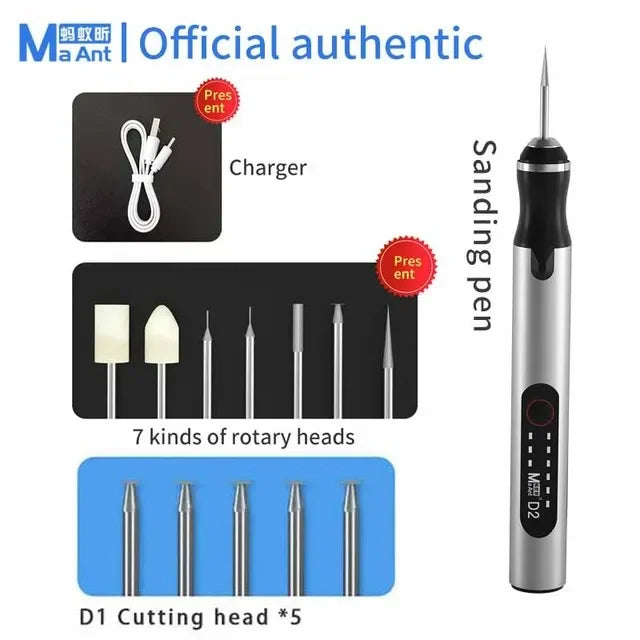 MaAnt D1 D2 Electric Grinding Pen Intelligent Charging Engraving Pen Phone CPU IC Polishing Lattice Cutting Tool  OCA  Remover