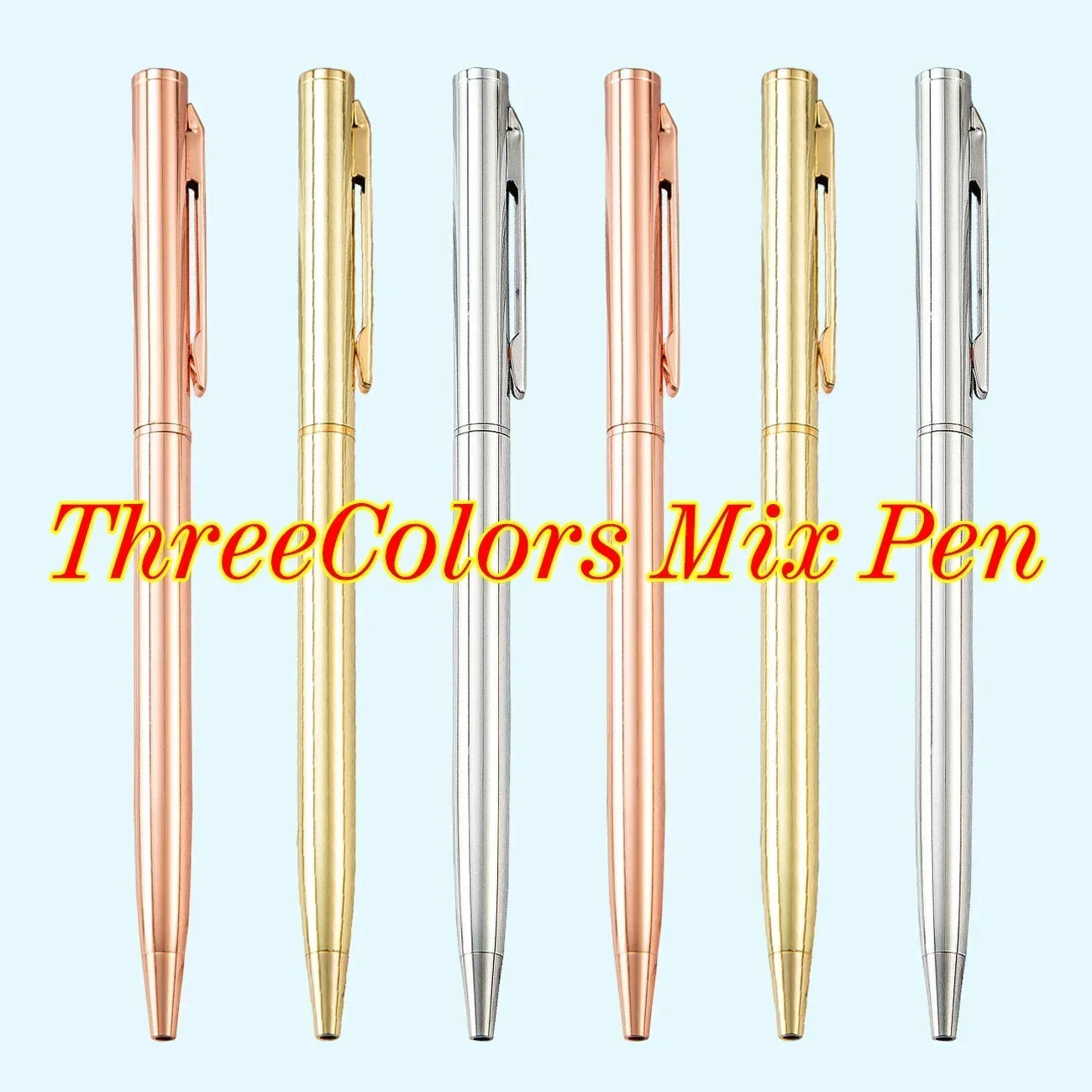 20-200 Pens New Slim Metal Ballpoint Pens Rose Gold Custom Logo Advertising Lettering Engraved Name School Office Supplies Gifts