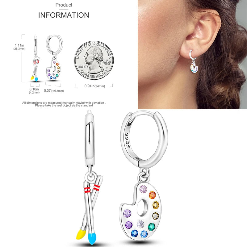Sparkling Gold Woman Hoop Earrings 925 Sterling Silver Butterfly Colored Zirconium Earrings for Women Jewelry Anniversary Gift