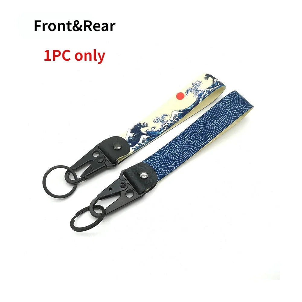 Hokkaido Waves Series Keychain Nylon Thermal Transfer Key Ring Strap Lanyard Jdm Modified for Honda Toyota Moto Auto Accessories