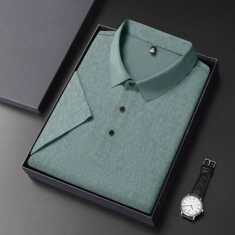 Men's Woven Textured Shirt - Wrinkle-Resistant, Full Button-Front