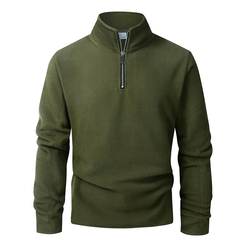 Men's Fleece Zip-Neck Pullover - Thick Stand Collar Sweatshirt - photo 8