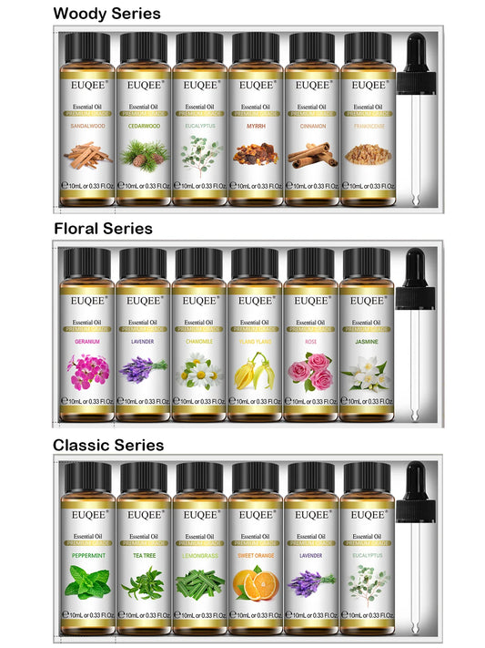6 Piece Essential Oil Gift Set 10ml - Lavender, Eucalyptus & Rose
