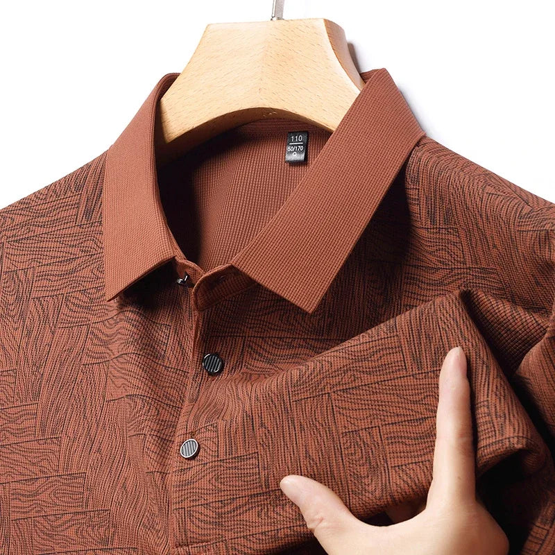 2026 Summer New Men's Business Print Short Sleeved POLO Shirt Comfortable and Cool Casual Fashion T-shirt