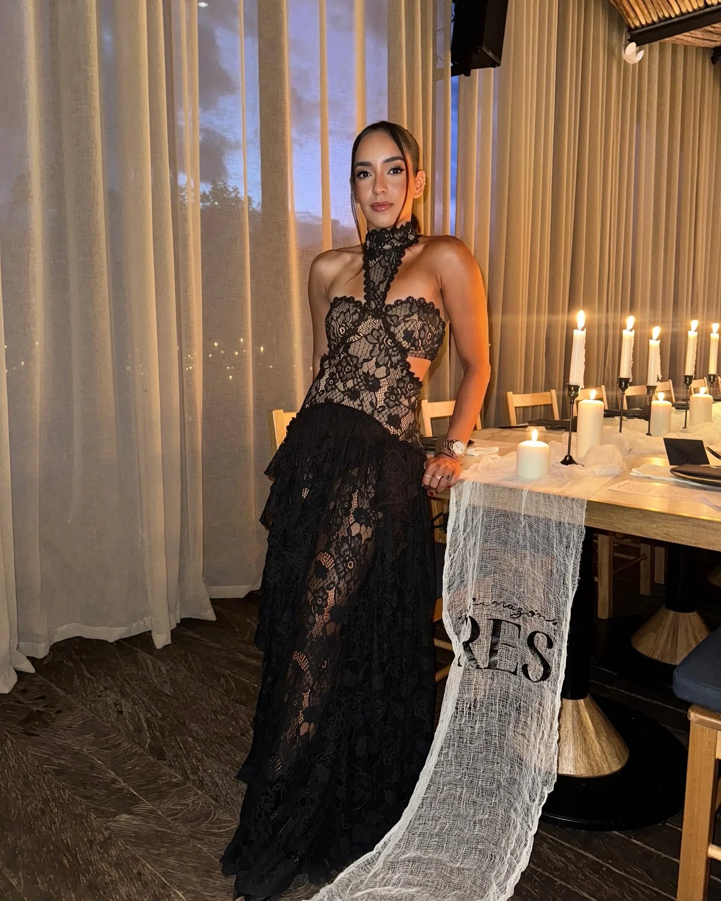 Sexy Lace Patchwork Dress Women Hollow Out Sleeveless Party Club Long Skirt See Through Halter Evening Gown Vacation Lady Robes