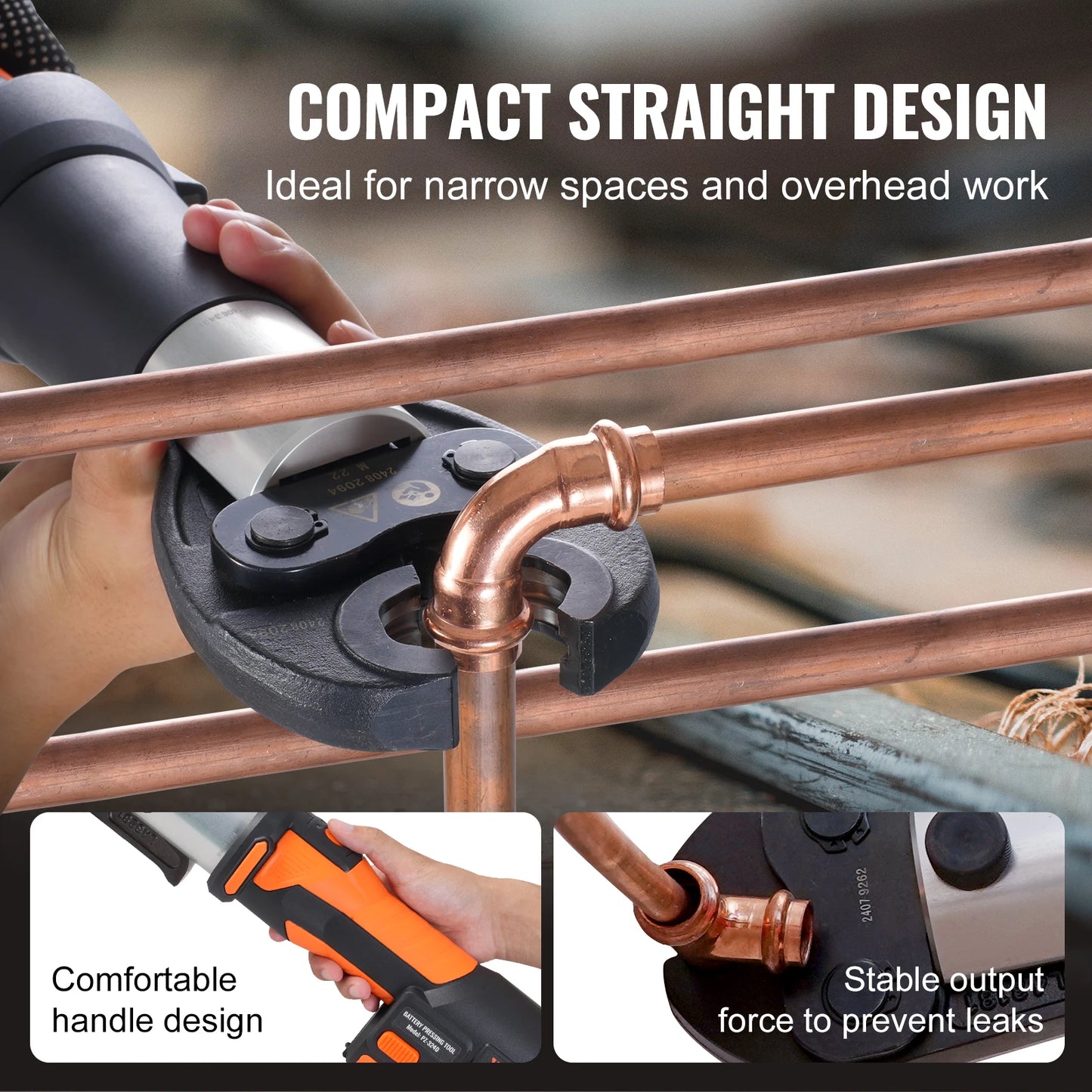 SucceBuy Pro 18V Electric Pipe Crimping Tool – 1/2" 3/4" 1" Copper Pipes | 3 Jaws & 2 Batteries Kit