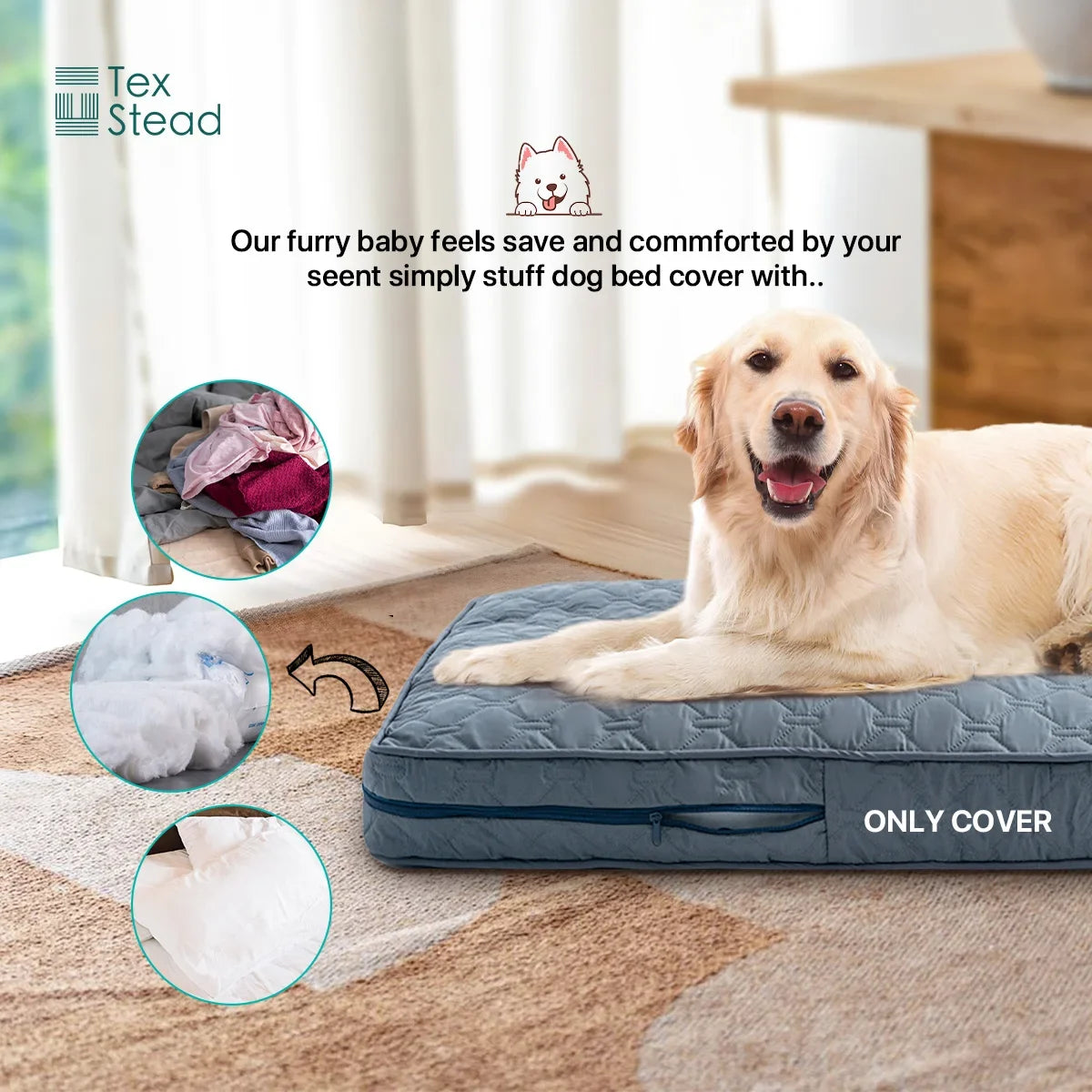 Brushed Dog Bed Cover - Waterproof Crate Pad Protector