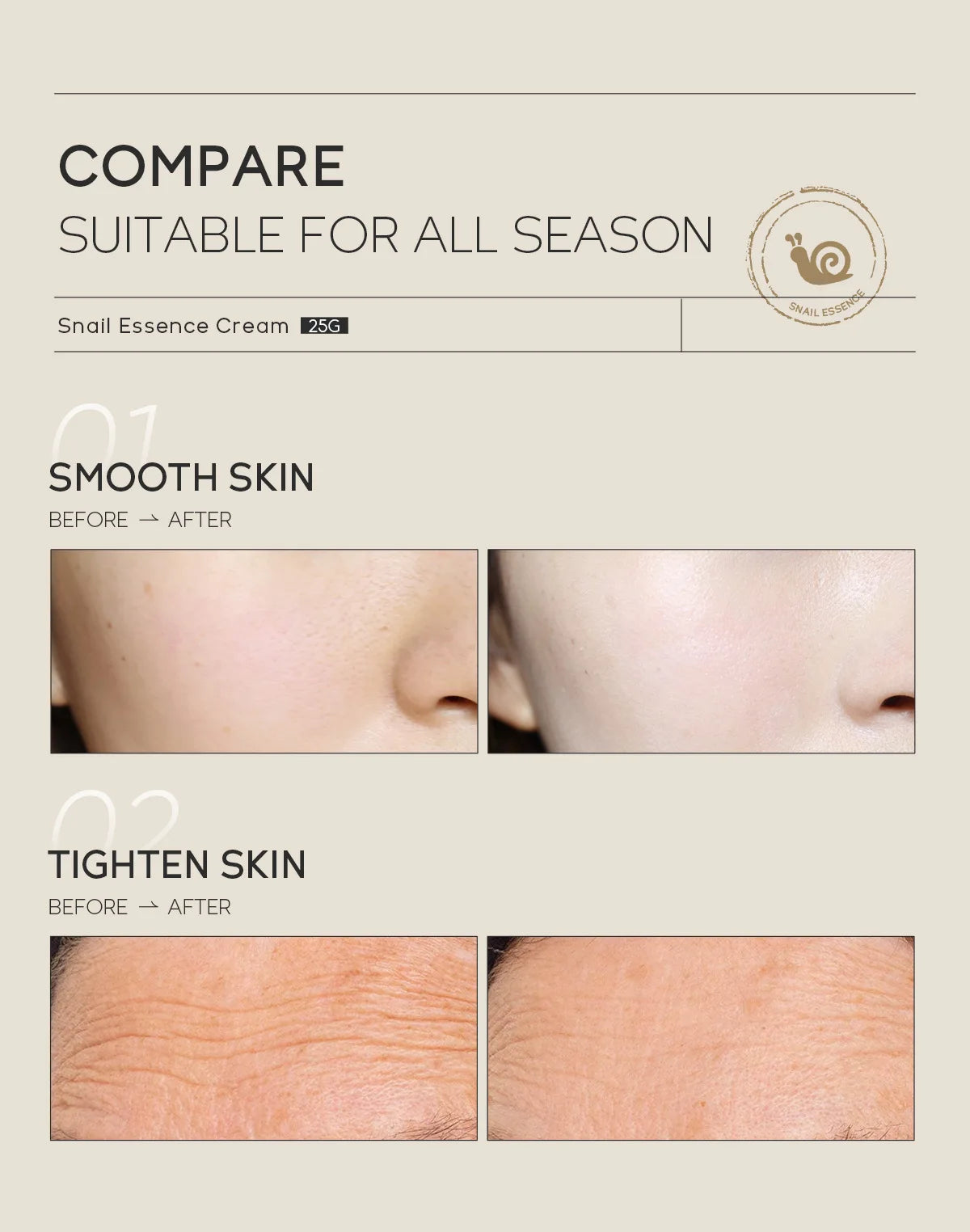 Crema facial de caracol LAIKOU, crema hidratante con ácido hialurónico, suero suavizante y nutritivo, crema de día para el cuidado facial.
