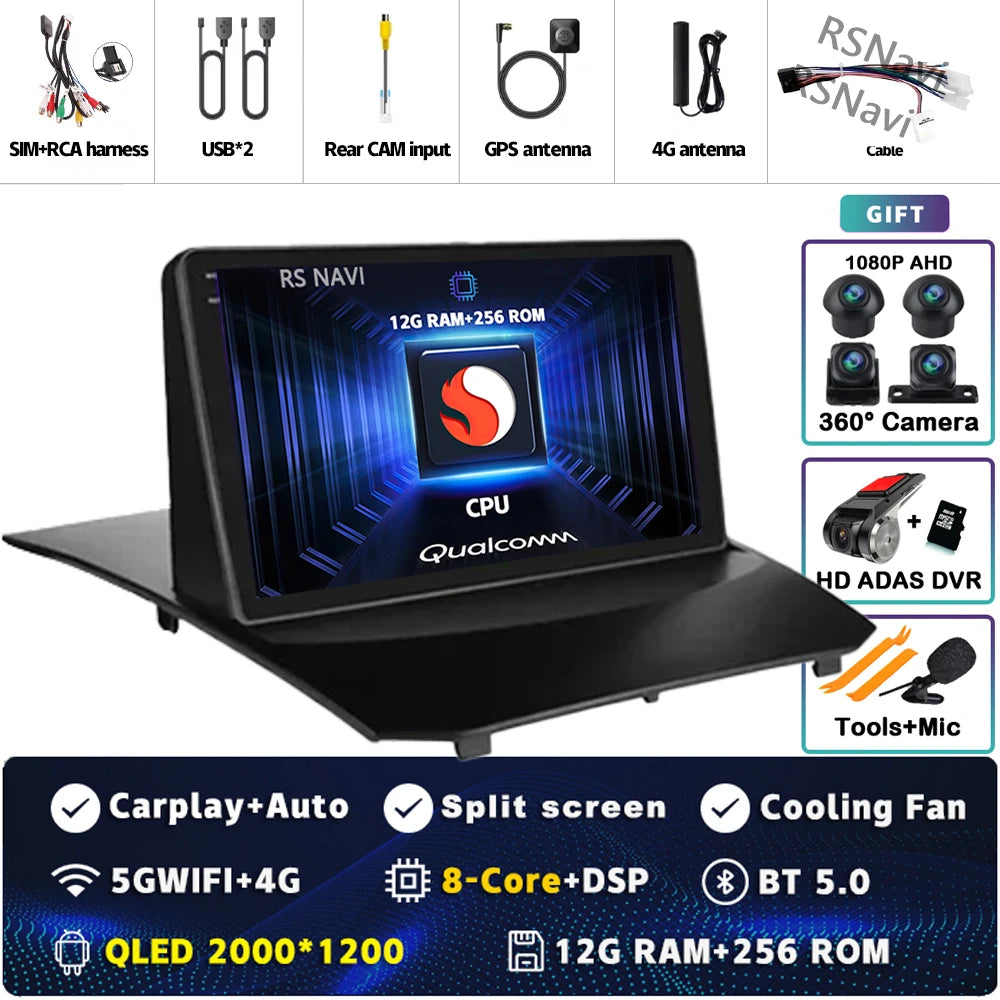Plug and Play Android 16 Carplay Auto Qualcomm Screen Car Radio Player For Ford Fiesta 2011-2015 GPS DSP Stereo BT Navigation 4G