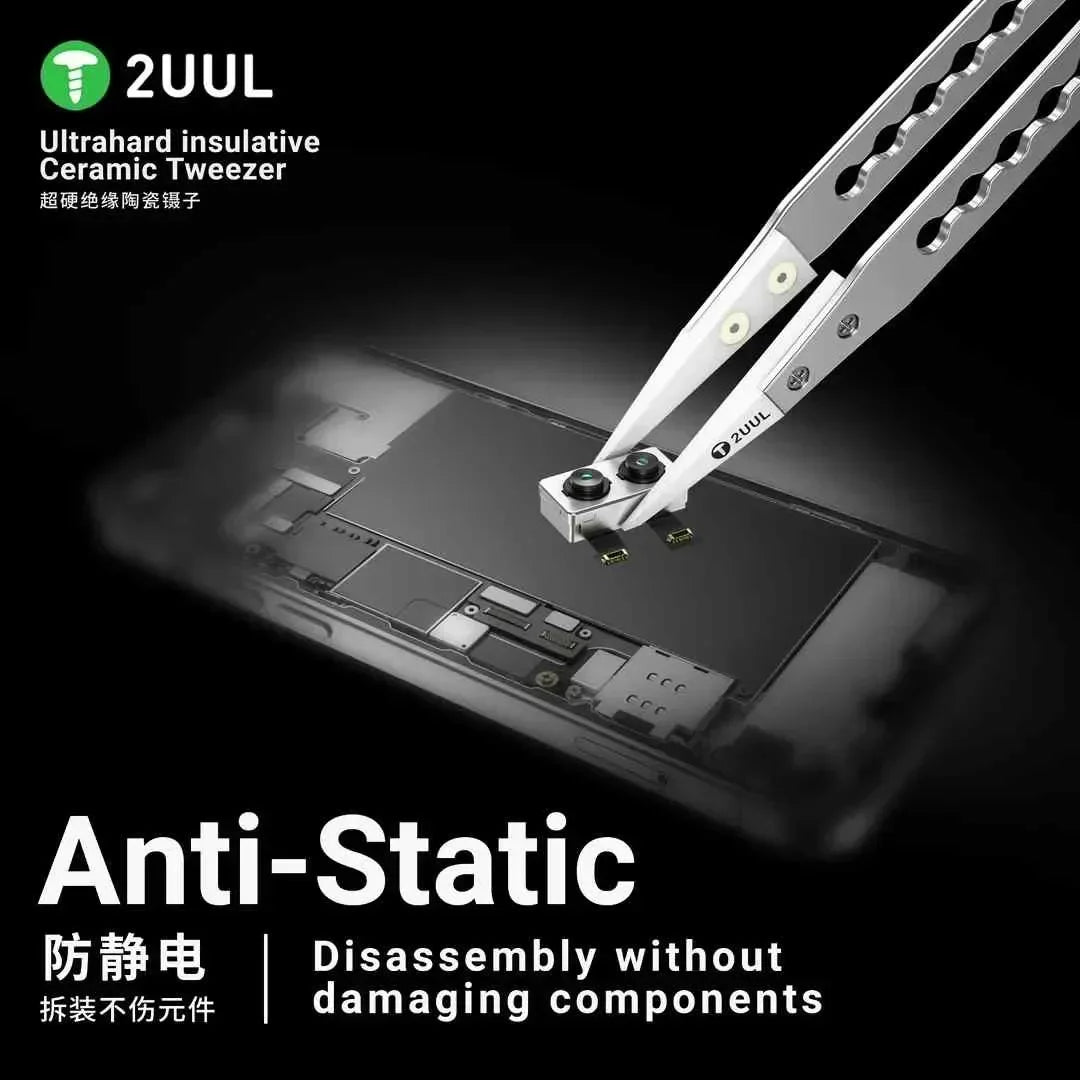 2UUL TW31 Ultrahard insulative Ceramic Tweezer Anti-Static For Mobile Chips Tweezers Mobile Phone/CPU/IC/PCB Repair Tweezers