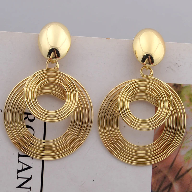 Big Round Statement Earrings — Gold & Silver Tone Geometric