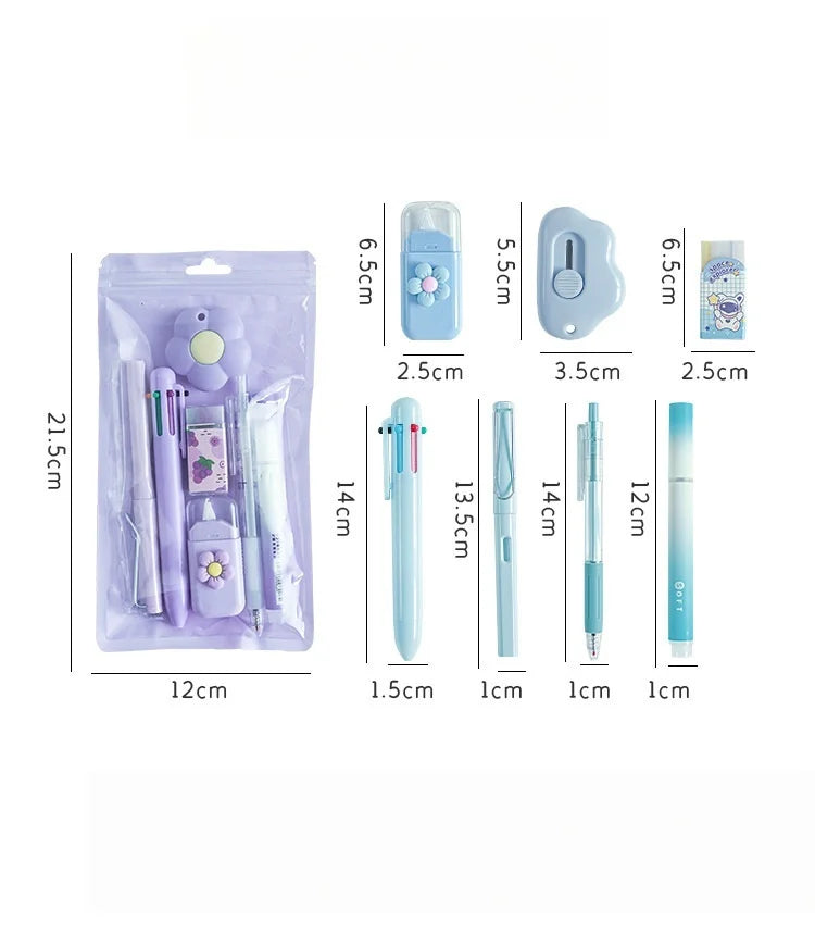 7-Pcs Stationery Set High-Quality Student Graduation Gift Neutral Pen Learning Companion Stationery Pack for Achievers， office